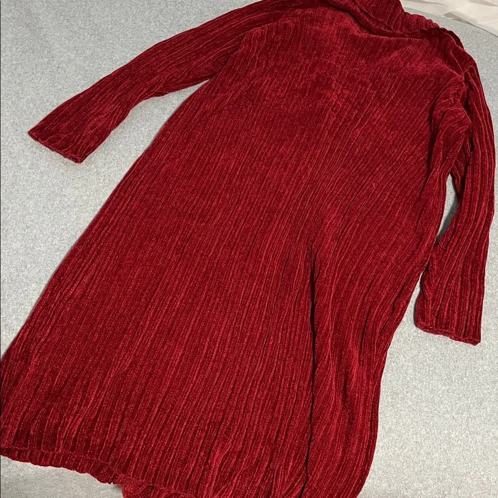 Red Duster Cardigan Sweater Medium Chenille Button Christmas Holiday Lounge